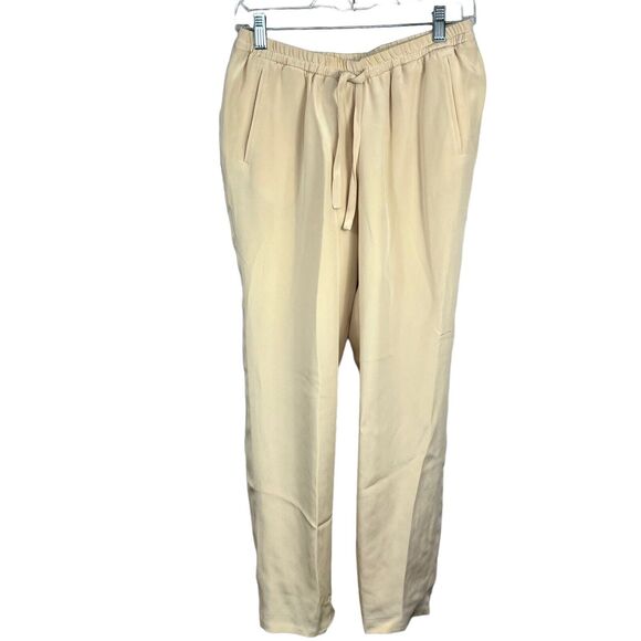 Escada Couture Vintage Cream Tan Elastic Waist Silk Pants EU 36 US 6 Drawstring - Picture 1 of 12